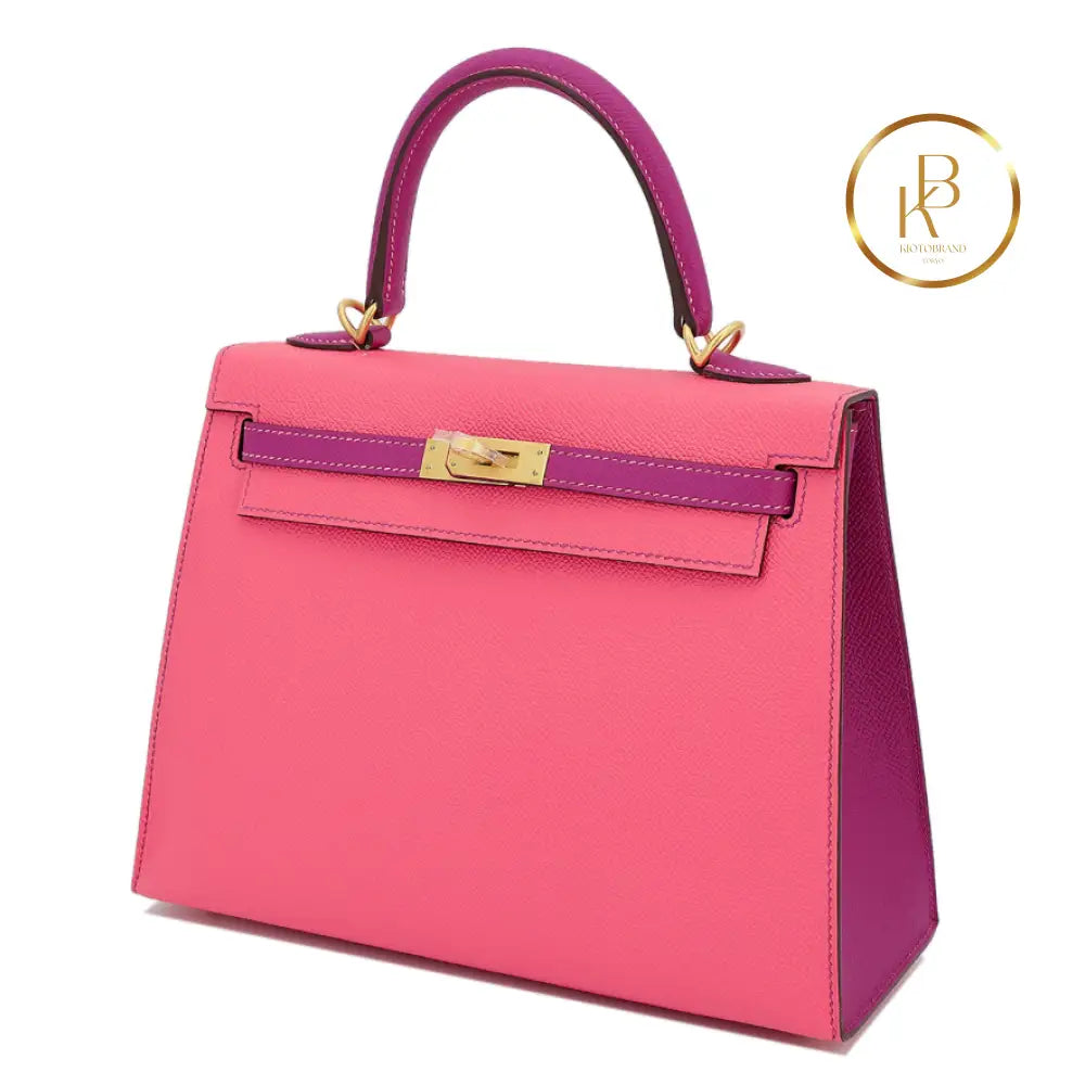 Kelly 25 Special Order Rose Azalee & Purple Epsom Handbags