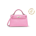 Kelly 20 Mini Ii 5P Matte Pink Alligator Handbags