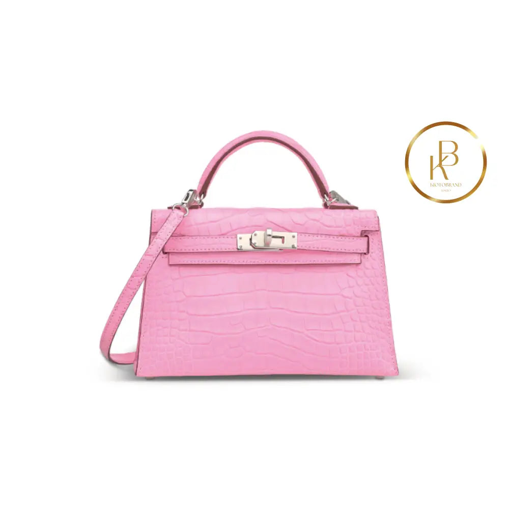 Kelly 20 Mini Ii 5P Matte Pink Alligator Handbags