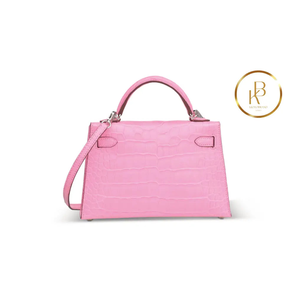 Kelly 20 Mini Ii 5P Matte Pink Alligator Handbags