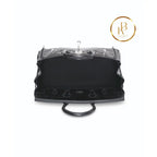 Birkin 25 Shiny Black Porosus Croc 18K White Gold & Diamond Hardware Handbags