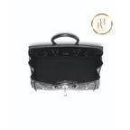 Birkin 25 Shiny Black Porosus Croc 18K White Gold & Diamond Hardware Handbags