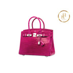 Birkin 25 Shiny Rose Scheherazade Porosus Croc 18K White Gold & Diamond Hardware Handbags