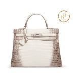 Kelly 35 Matte White Himalaya Nilocoticus 18K Gold & Diamond Hardware Handbags
