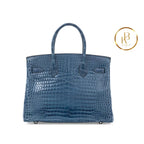 Birkin 30 Shiny Bleu Roi Porosus Croc 18K White Gold & Diamond Hardware Handbags