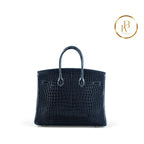 Birkin 35 Shiny Bleu Marine Croc 18K White Gold & Diamond Hardware Handbags
