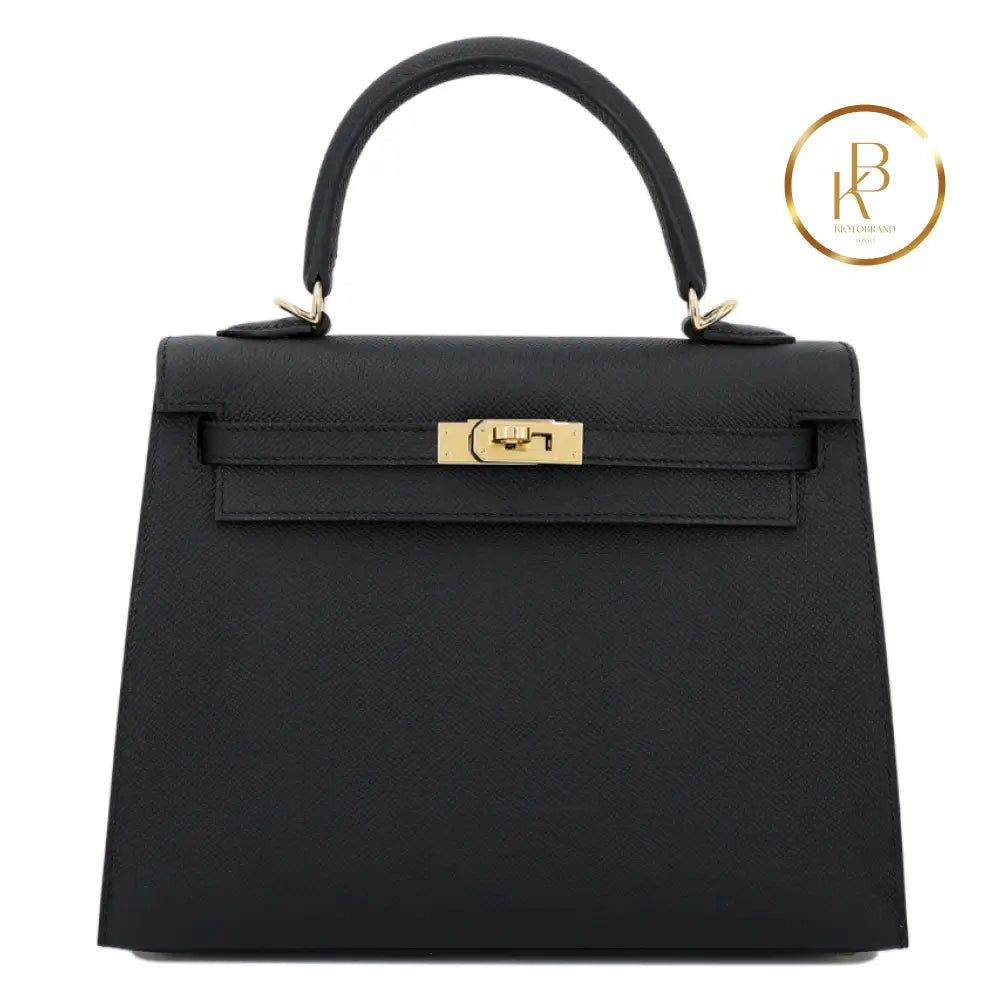 Kelly 25 Black Epsom Ghw Handbags