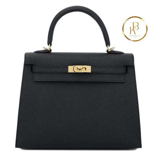 Kelly 25 Black Epsom Ghw Handbags