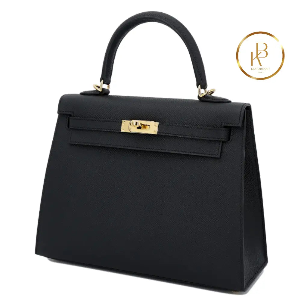 Kelly 25 Black Epsom Ghw Handbags