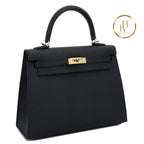Kelly 25 Black Epsom Ghw Handbags