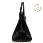 Birkin 25 Black Porosus Croc Ghw Handbags