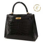Kelly 25 Black Alligator Ghw Handbags