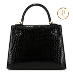 Kelly 25 Black Alligator Ghw Handbags