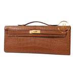 Kelly Cut Matte Alligator Gold Handbags