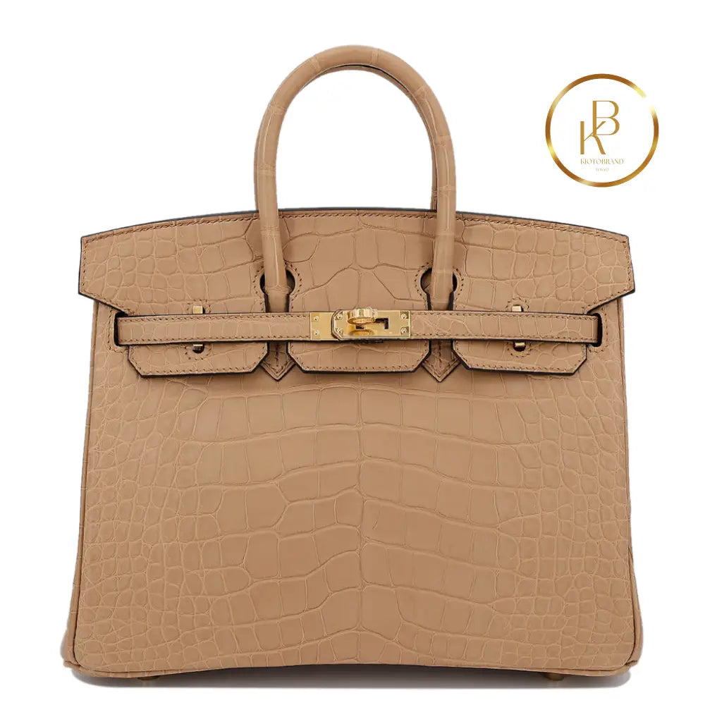 Birkin 25 Chai Matte Alligator Ghw Handbags