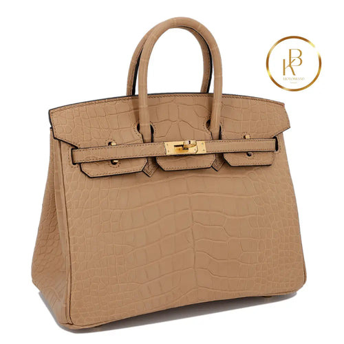 Birkin 25 Chai Matte Alligator Ghw Handbags