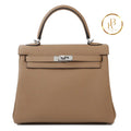 Kelly 25 Chai Togo Palladium Handbags