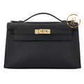 Kelly Pochette Clutch In Black Swift Ghw Handbags