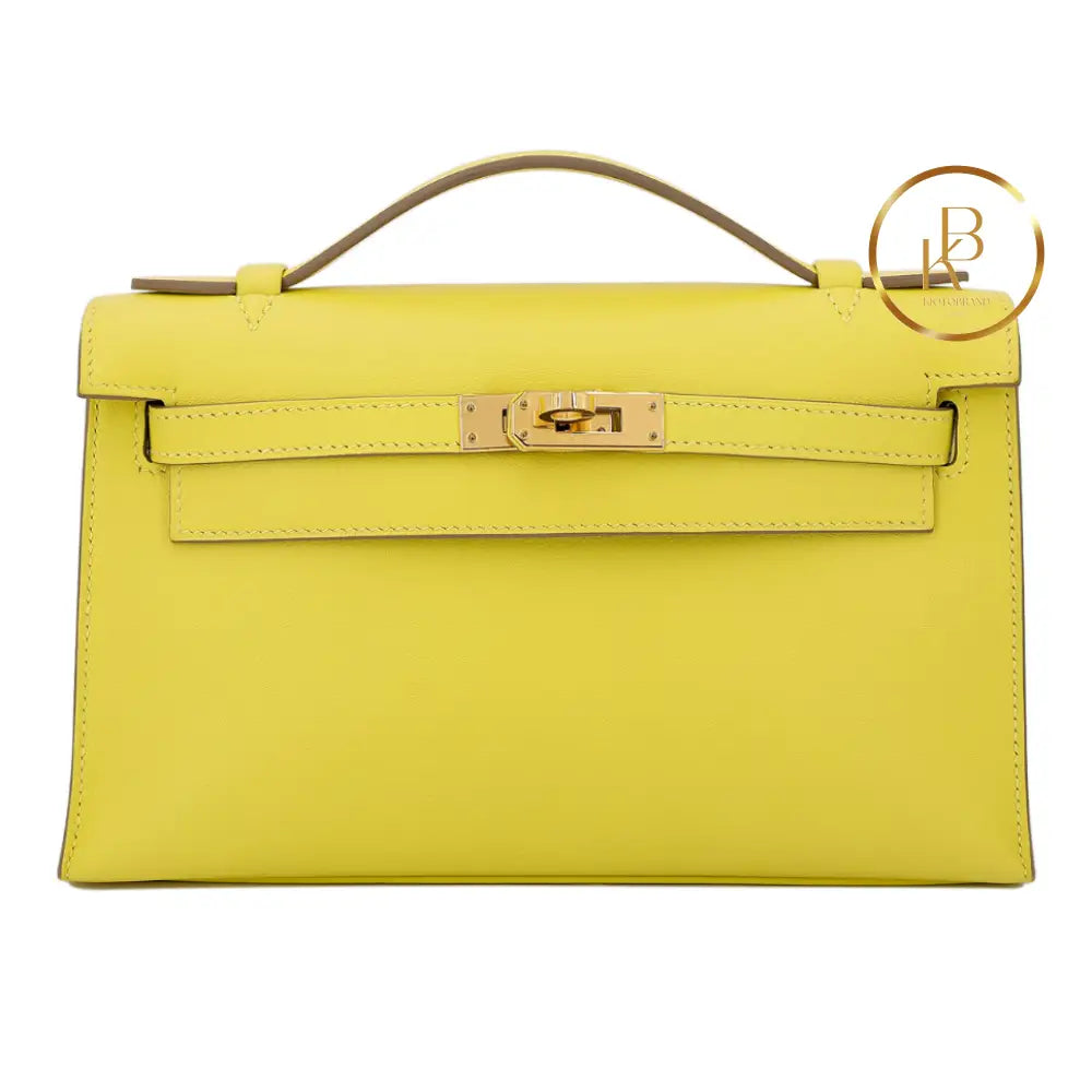 Kelly Pochette Lime Swift Ghw Handbags