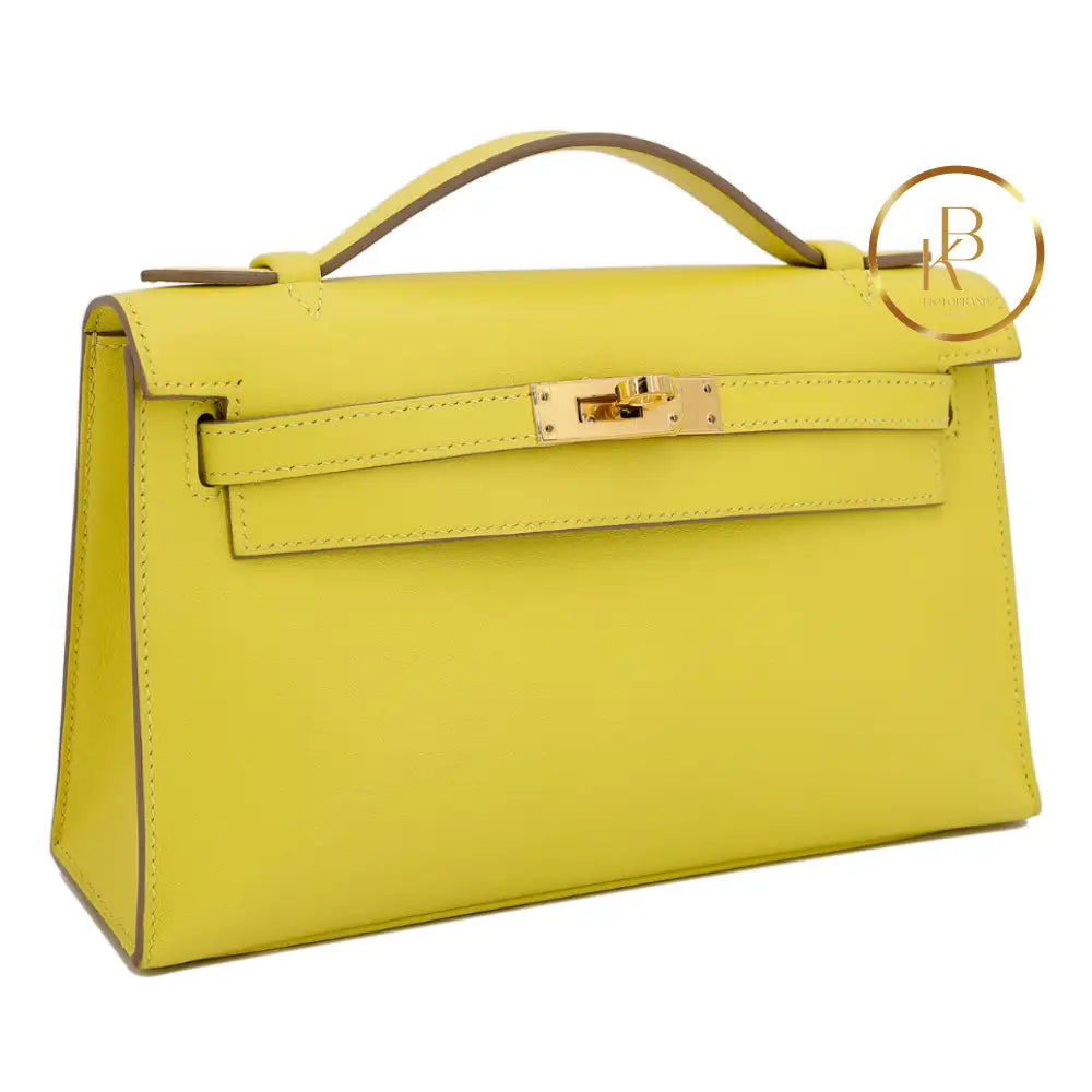 Kelly Pochette Lime Swift Ghw Handbags