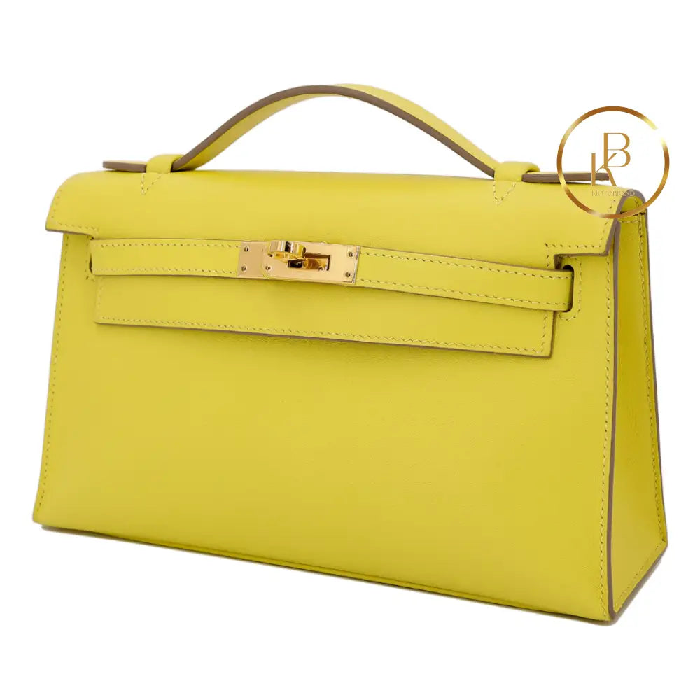 Kelly Pochette Lime Swift Ghw Handbags