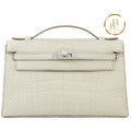 Kelly Pochette Matte Alligator Beton Handbags