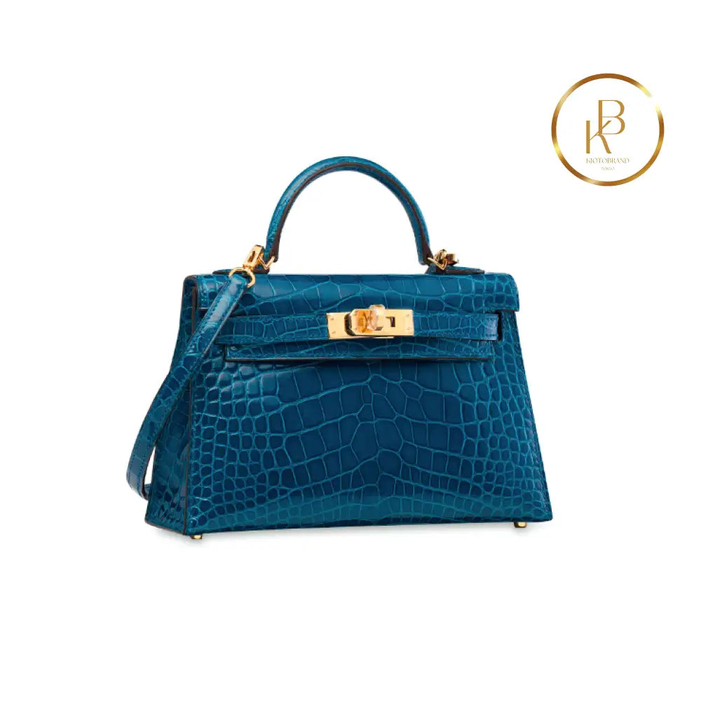 Kelly 20 Ii Mini Shiny Bleu Izmir Alligator Ghw Handbags