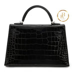 Kelly 20 Ii Mini Shiny Black Alligator Palladium Handbags