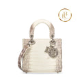 Lady Dior White Himalaya Niloticus Croc Bag Silver & Crystal Hardware Handbags