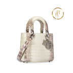 Lady Dior White Himalaya Niloticus Croc Bag Silver & Crystal Hardware Handbags