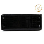 Kelly 25 Black Shiny Alligator Handbags