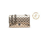 Metallic Classic Double Flap Black Hardware Handbags