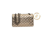 Metallic Classic Double Flap Black Hardware Handbags