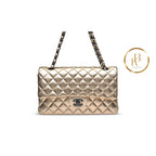 Metallic Classic Double Flap Black Hardware Handbags