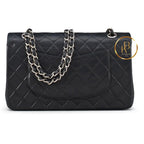 Black Lambskin Medium Double Flap Handbags