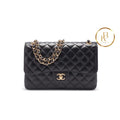 Black Caviar Jumbo Double Flap Gold Hardware Handbags