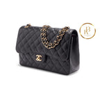 Black Caviar Jumbo Double Flap Gold Hardware Handbags