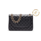 Black Caviar Jumbo Double Flap Gold Hardware Handbags