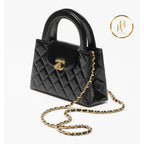 Cc Kelly Bag Shiny Aged Calfskin & Gold-Tone Metal Black Handbags