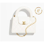 Cc Kelly Bag Shiny Aged Calfskin & Gold-Tone Metal White Handbags