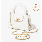 Cc Kelly Bag Shiny Aged Calfskin & Gold-Tone Metal White Handbags