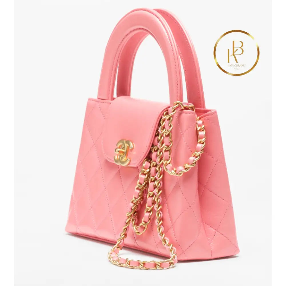 Cc Kelly Bag Shiny Aged Calfskin & Gold-Tone Metal Pink Handbags