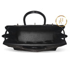 Birkin Hac 40 Matte Black Porosus Croc Palladium Hardware Handbags