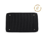 Birkin Hac 40 Matte Black Porosus Croc Palladium Hardware Handbags