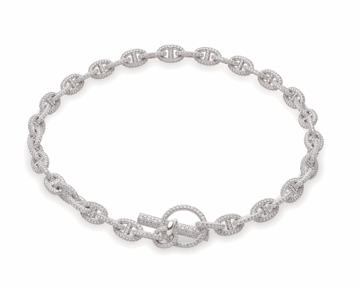 18K White Gold & Diamond Chaîne D’ancre Necklace Necklace