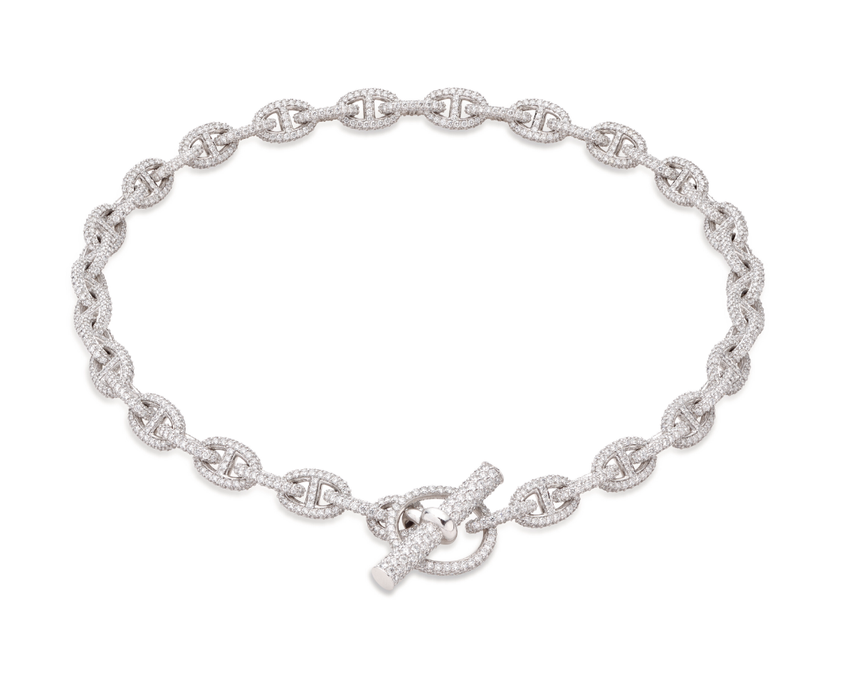 18K White Gold & Diamond Chaîne D’ancre Necklace Necklace