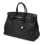 Birkin 40 Black Clemence Palladium Handbags