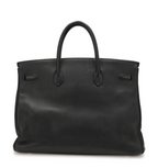 Birkin 40 Black Clemence Palladium Handbags