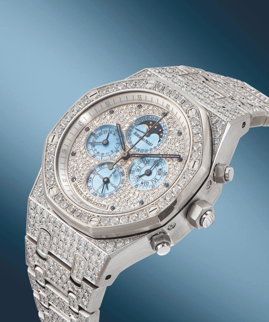 Audemars Piguet. An Exceptional And Unique 18K White Gold Diamond-Set Minute Repeating Perpetual