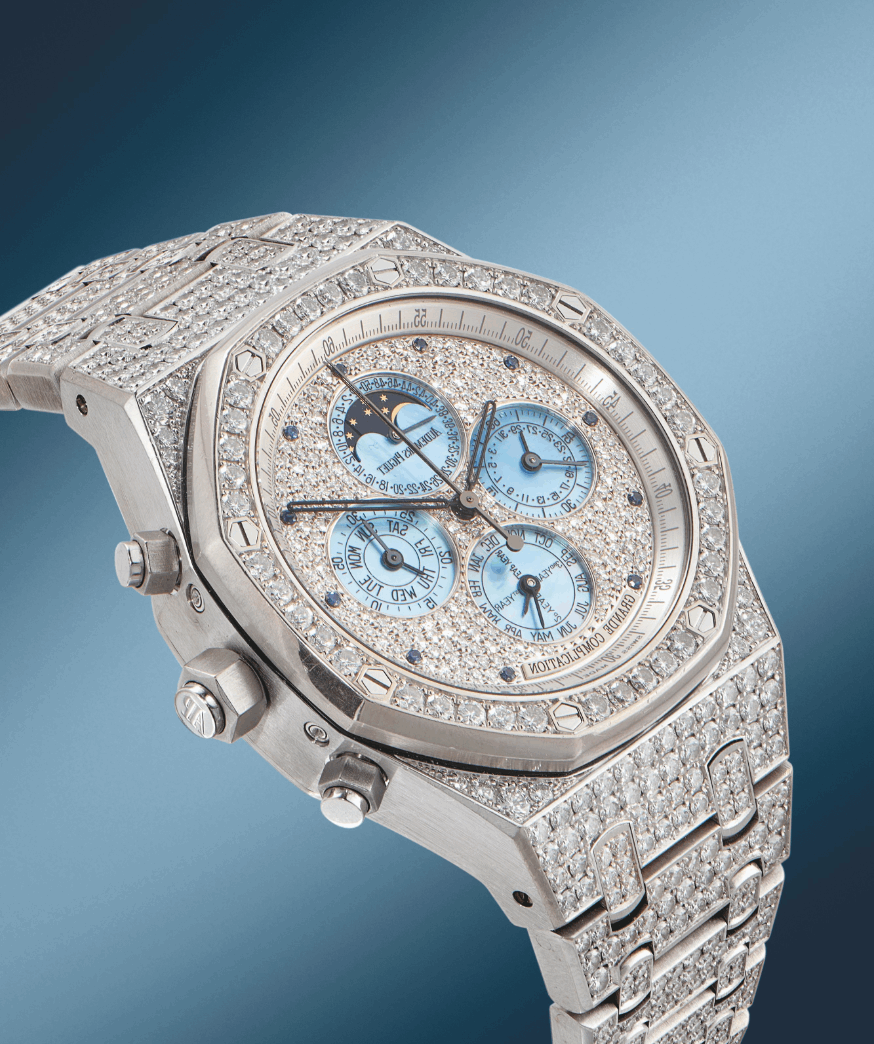 Audemars Piguet. An Exceptional And Unique 18K White Gold Diamond-Set Minute Repeating Perpetual